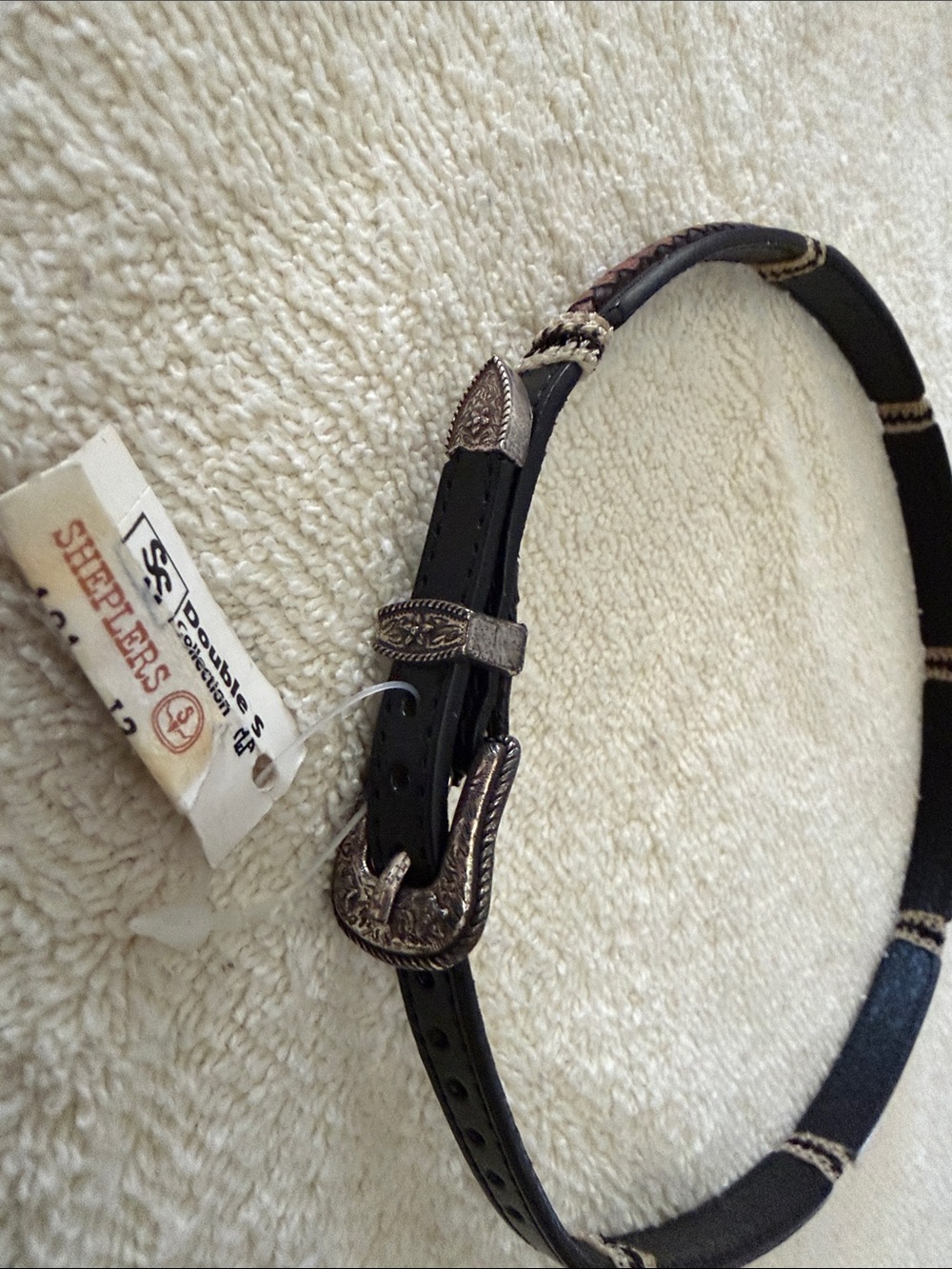Black Western Leather Concho Belt with Silver Buckle
